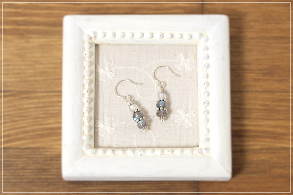 レインボームーンストーン＋ラブラドライトsilver925ピアス・イヤリング