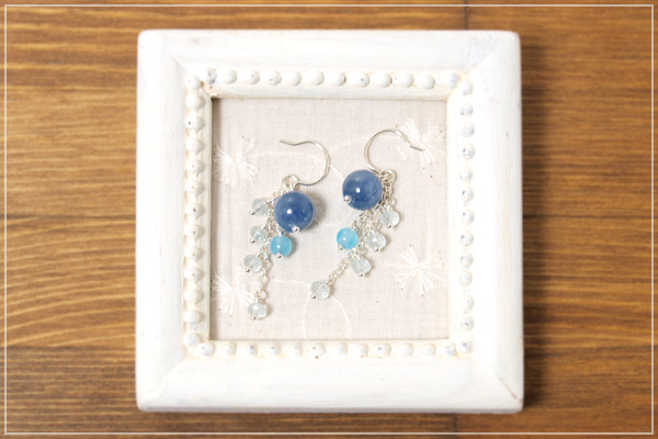 アクアマリン＋カイヤナイト＋シーブルーカルセドニーsilver925ピアス・イヤリング